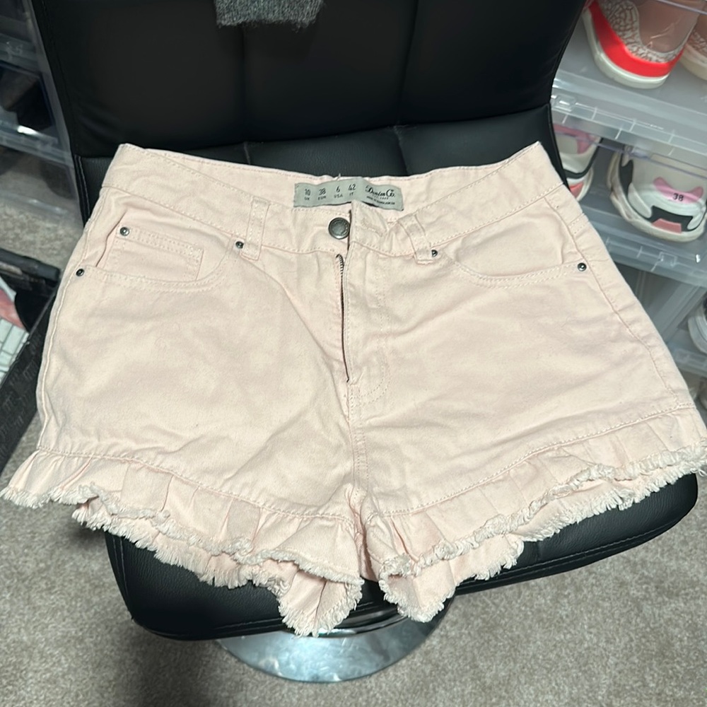 Light pink denim shorts